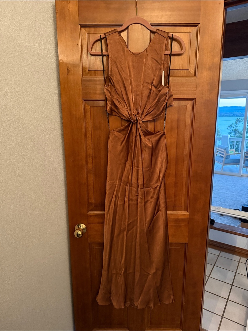 Shona Joy Twist-Front Maxi Dress in Brown